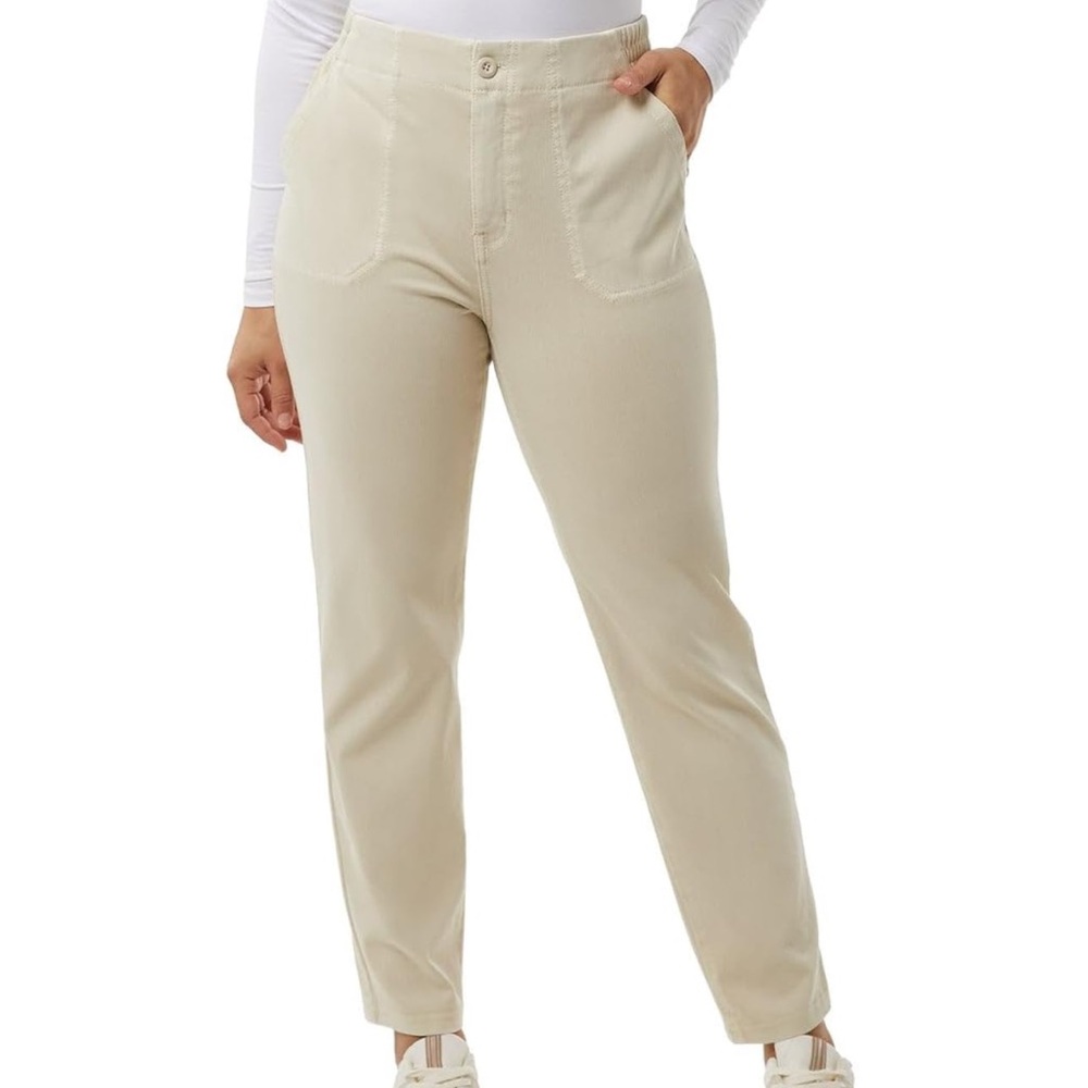 Women's 32 Degrees Knit Stretch Elastic Waist Twill Pant (Tan, XXL)